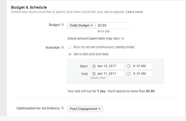   Determine the cost of the funded campaign on Facebook